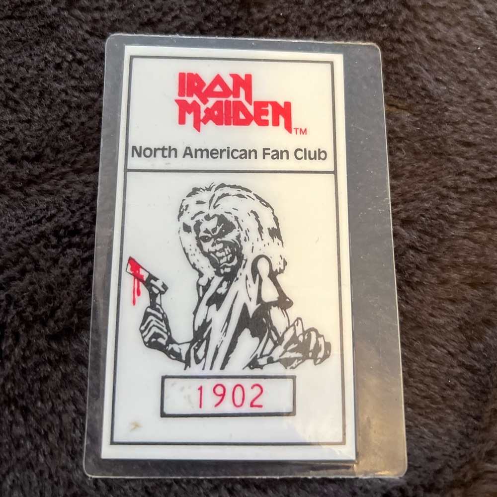 Iron Maiden Fan Club
Membership Card Original from the 90's